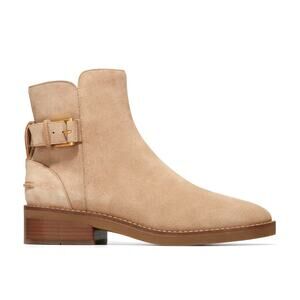 Cole Haan Women Hampshire Suede Waterproof Bootie Tan Beige 5 1/2 Leather NEW